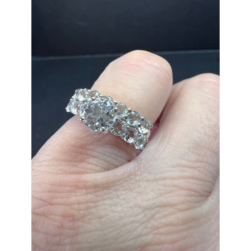 New White Topaz Stackable Ring Set In Platinum Ov… - image 5